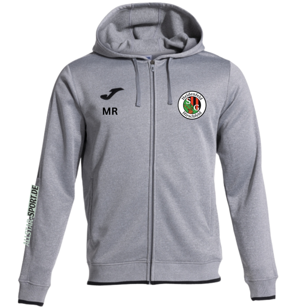 Kapuzenjacke grau mit Logos und Initialen